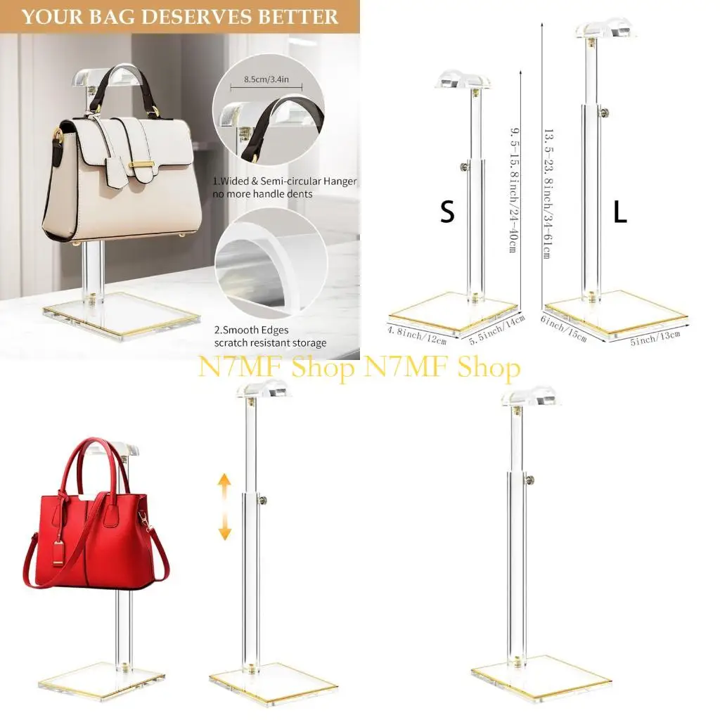 N7MF Bag Holder Gold Trim Base Space Saving Arranger Retail Counter Home Closet