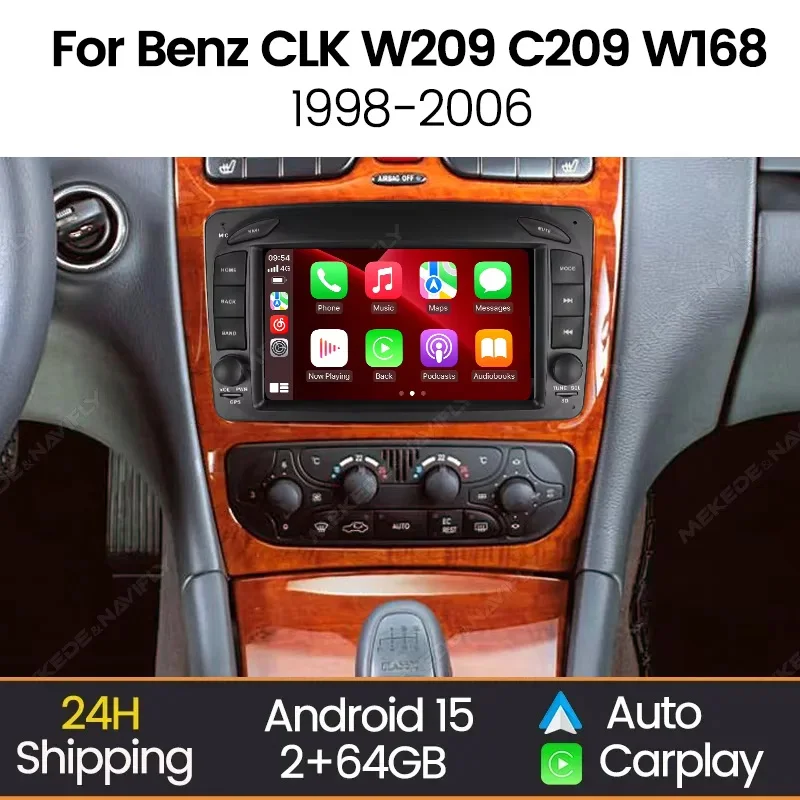 7 "Android Auto Carplay Radio del coche para Mercedes Benz CLK W209 C209 W168 W203 W463 Vito Viano 1998-2006 navegación GPS Multimedia
