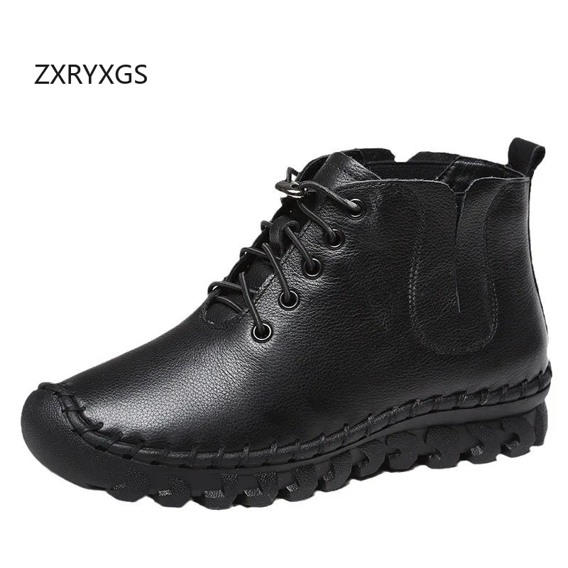 

ZXRYXGS Ботинки премиум-класса из 100% натуральной кожи. Женские одинарные туфли. Короткие ботинки. Новые модные зимние ботинки 2025 года. Нескользящие ботинки на мягкой подошве.