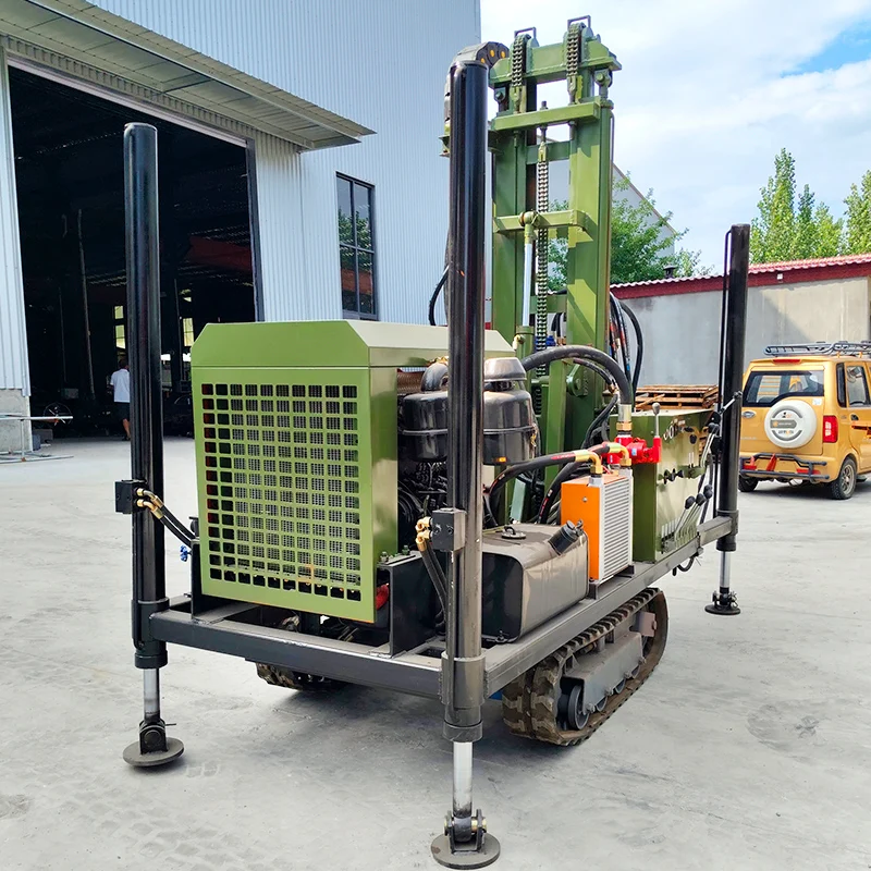 カスタマイズされたシャーシ水空井戸掘削装置、車輪式・履帯式走行装置の切り替えが可能、200m深度掘削用