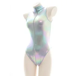 Sexy Laser Japanese One-piece Swimsuit Sexy Reflective Bodysuit Women's Tights Student Swimwear School Girls Costume Cosplay