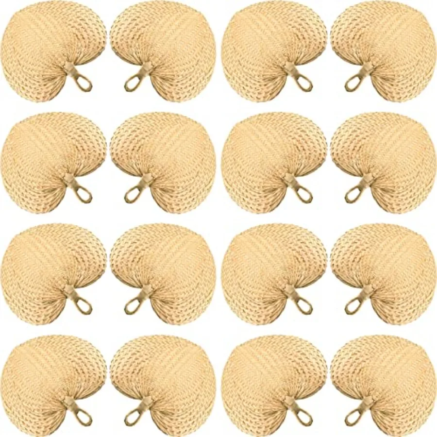 

15 Pieces Raffia Hand Fan Wedding Woven Fans Natural Palm Leaf Manual Handheld Fan Bulk for Wedding Summer Cooling Supplies Far