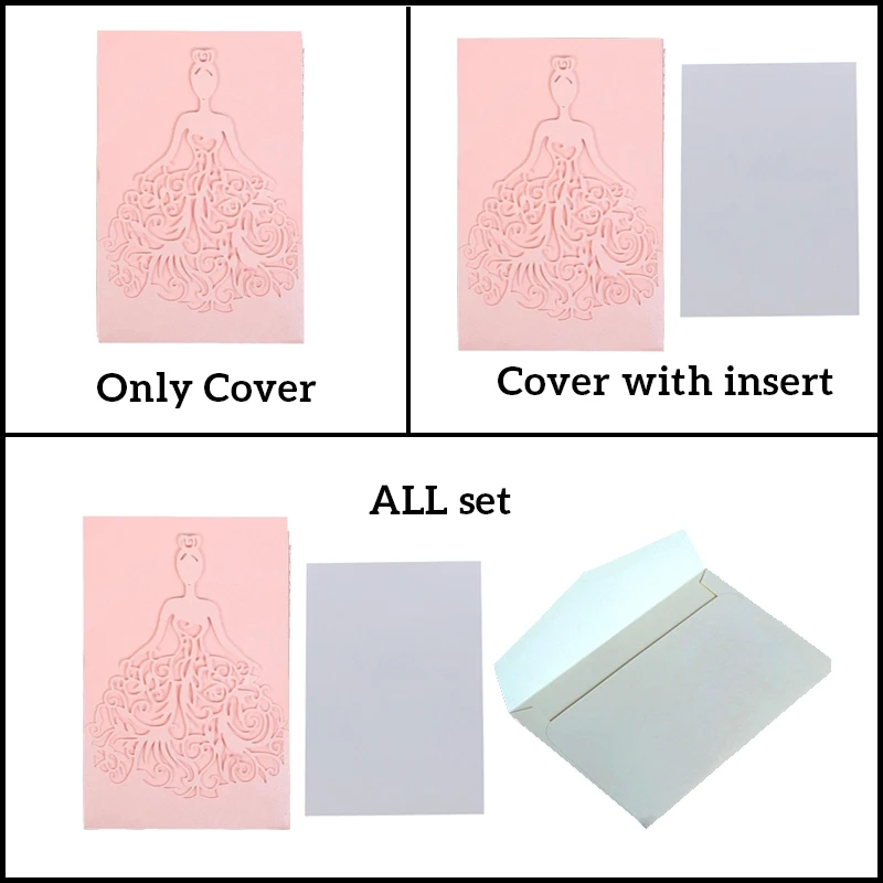 25Pcs girl Weddin Invitation Cards With Envelopes Pocket Invite Card For Birthday Mariage Baptism WED Party Decorations Supplies