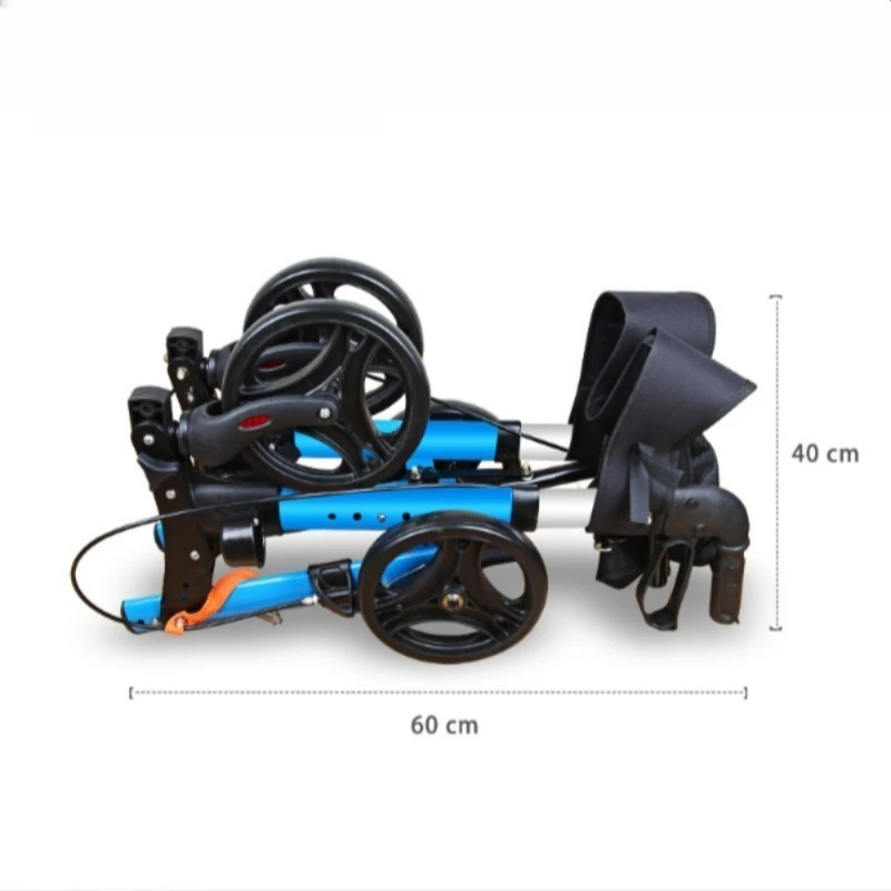 Heavy Duty Aluminum Alloy Elderly Rehabilitation Walker Foldable Hand Push Trolley with Safe Brake System Multifunctional