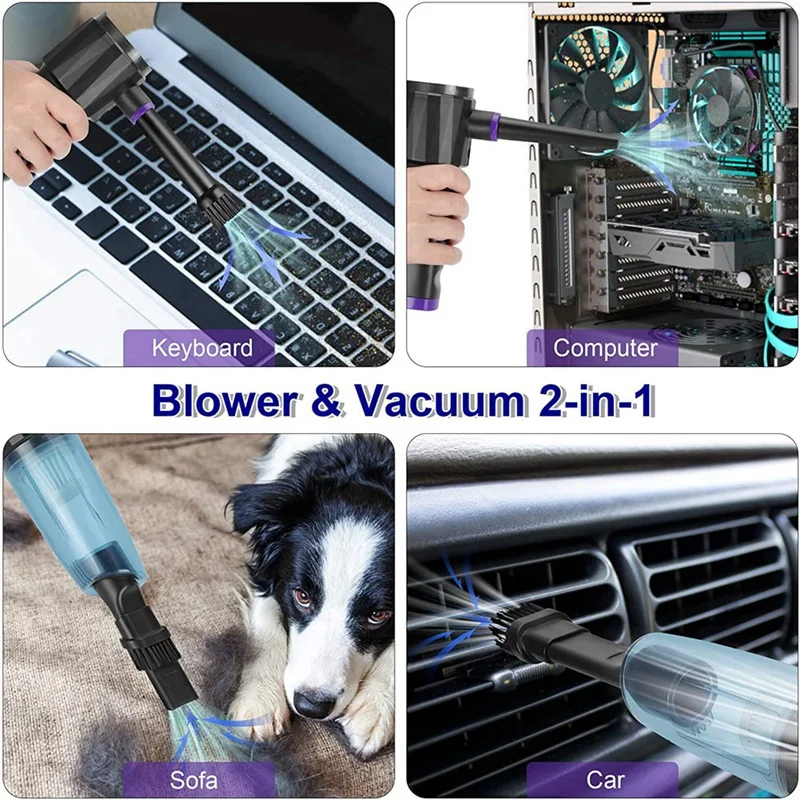 Compressed Air Duster 2-In-1 Vacuum,10000Mah Rechargeable,8000Pa/60000RPM Replaces Compressed Air Cans For Car Duster