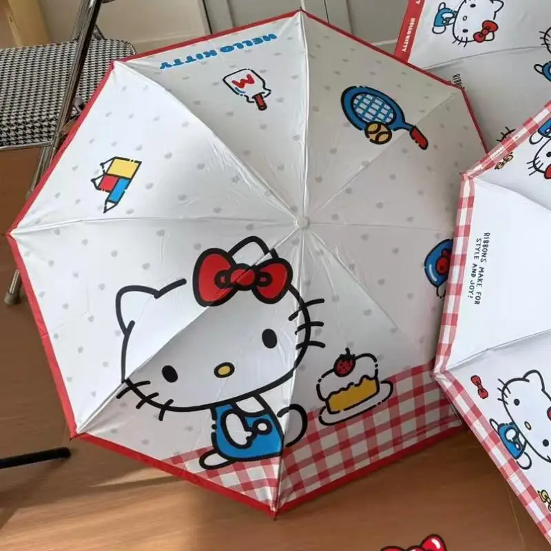 

Sanrio Folding Mini Sunscreen Umbrellas Hello Kitty Girls Gift Giftsprinted Sunshade Rain Dual Cute Cartoon Kawaii 6K Umbrellas