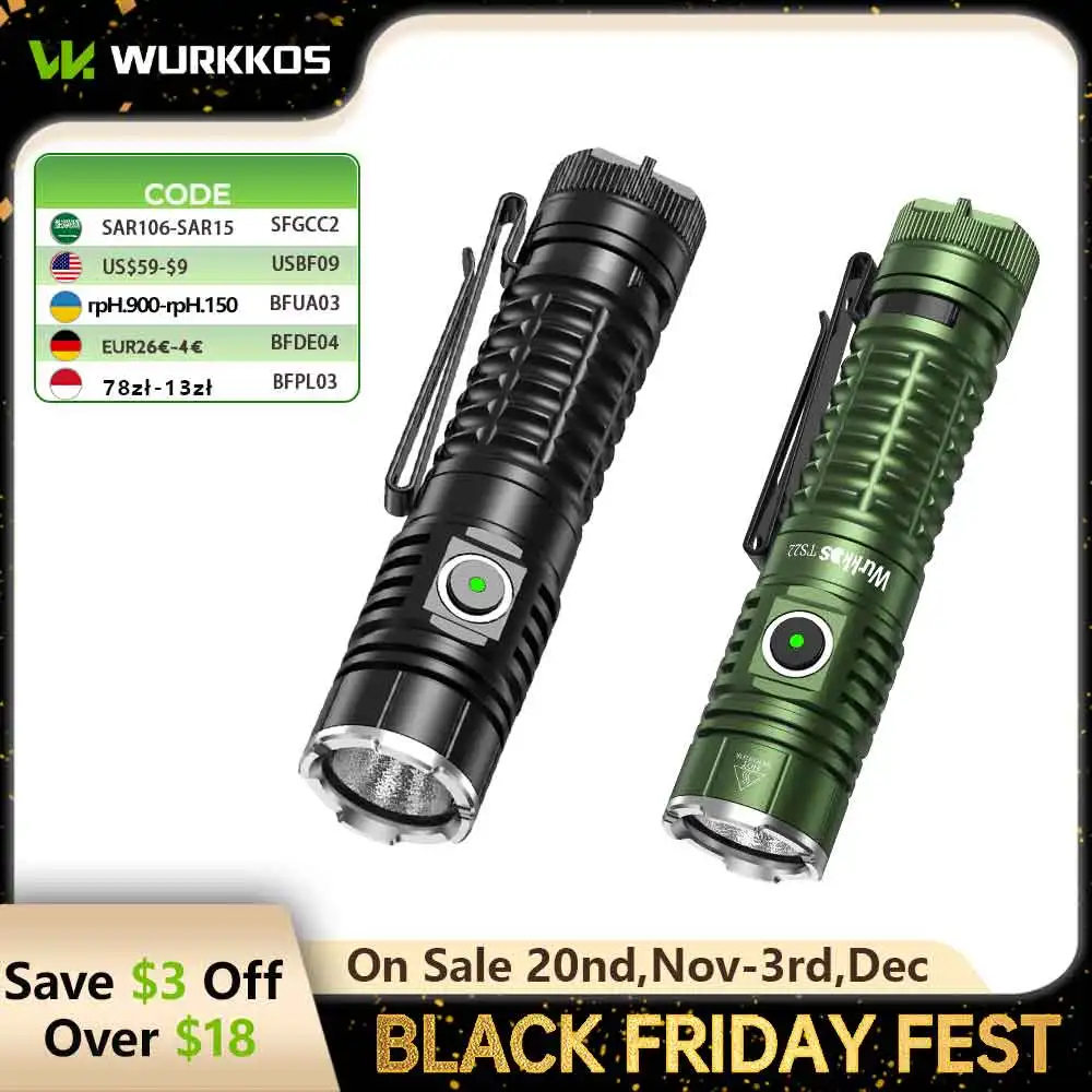 yZ[zWurkkos TS22 nCp[ LED d 4500LM EDC [dv 21700 XHP70 IP68 Lv^ds}Olbge[t