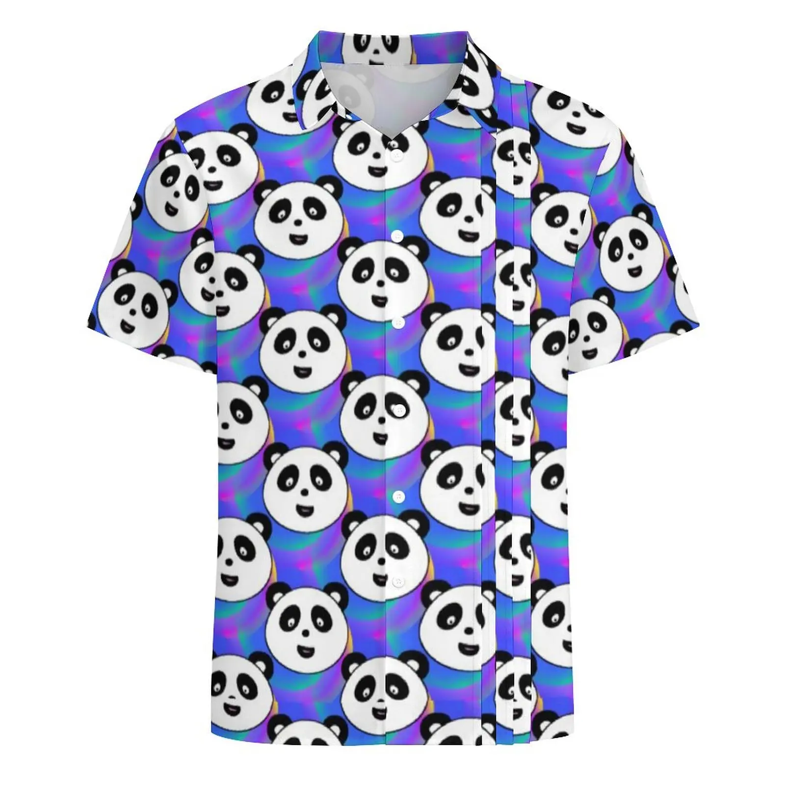 Panda festa férias camisa kawaii animal impressão verão camisas casuais masculino blusas elegantes de manga curta respirável design roupas