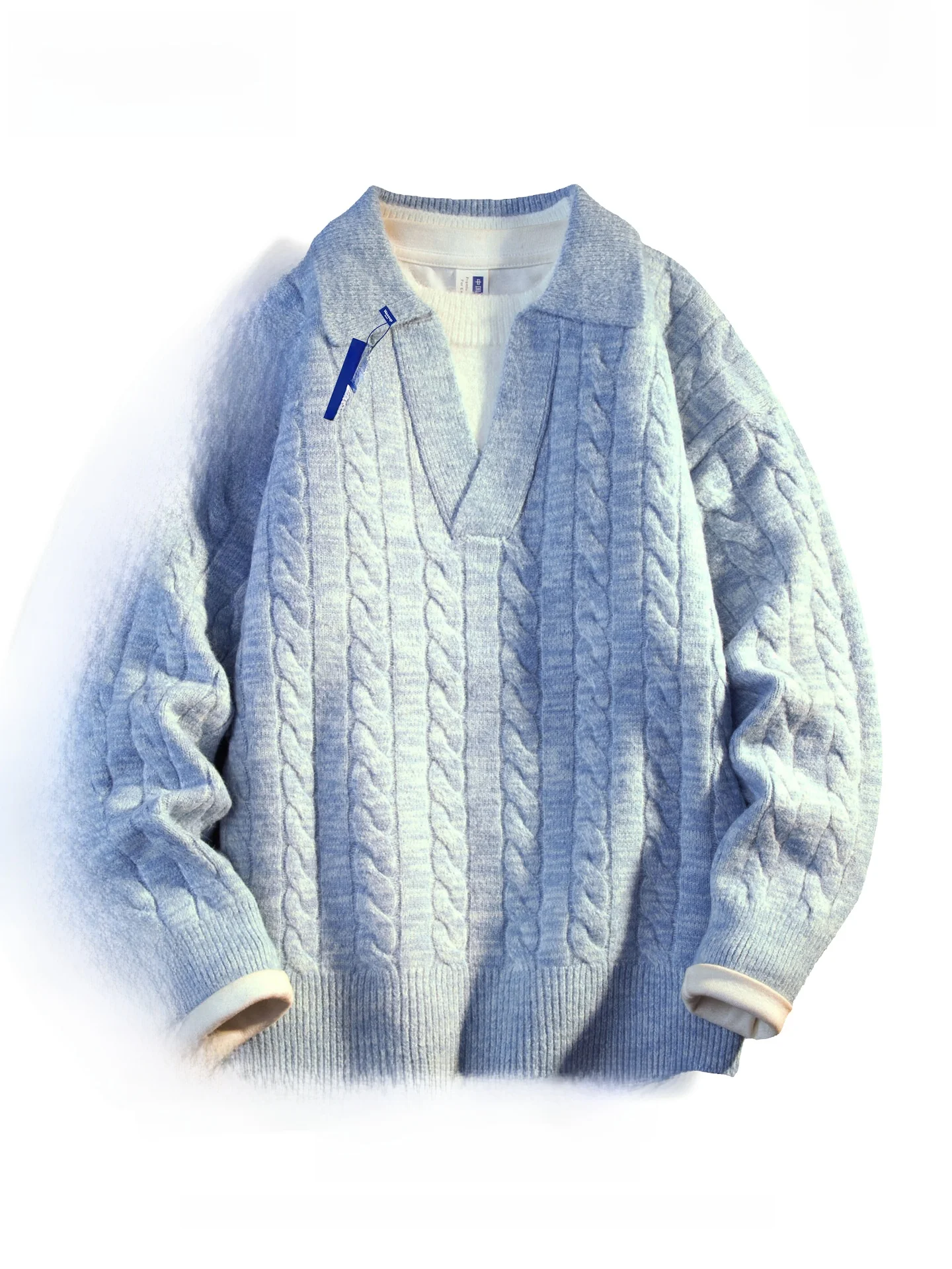 

Wassup Dozen Men's Loose V-Ne Wool Knit Sweater Casual Sle Autumn Winter Faion Brand Twist Knitted Top for Youth