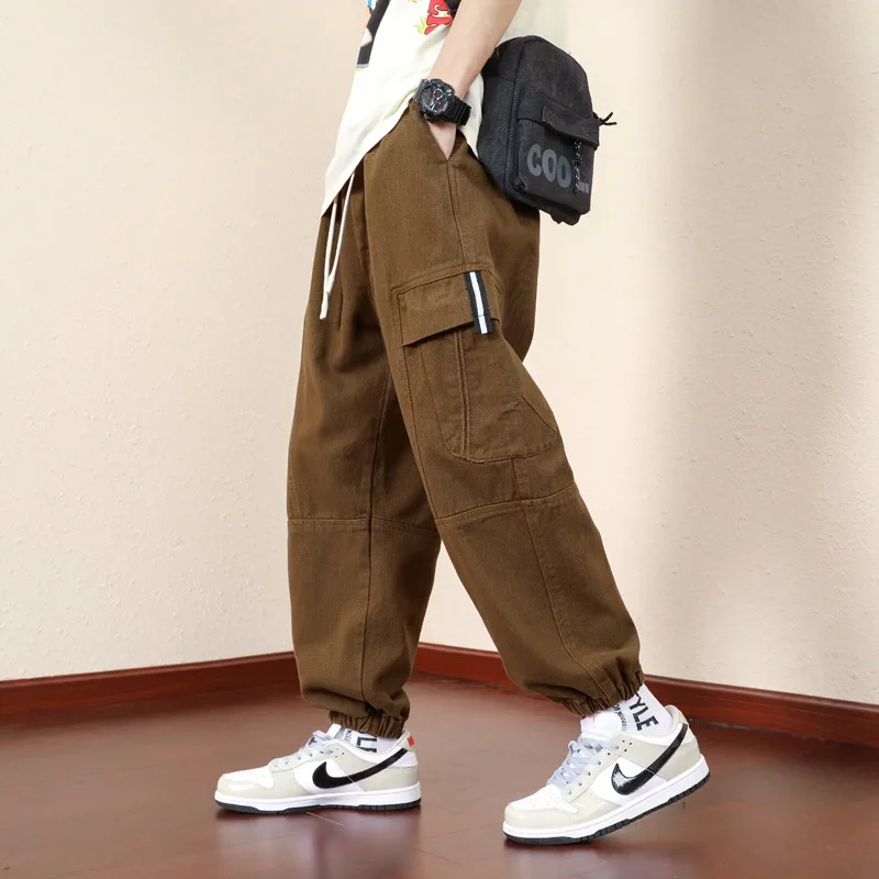 

05 Overalls For Boys In Spring And Autumn 2023 New Loose Trend Leggings Casual Pants For Men Handsome Versatile Pants