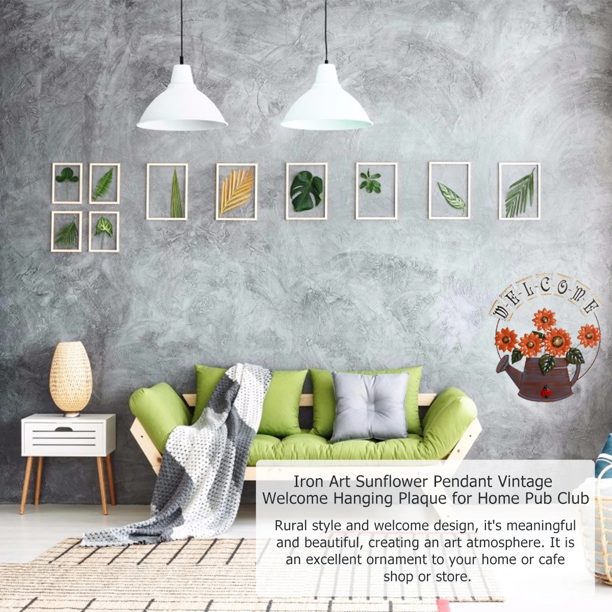 

1Pcs Iron Sheet Sunflower Welcome Door Hanging Sign Vintage Plaque for Home Garden Cafe Party Decoration Hanging Plaque