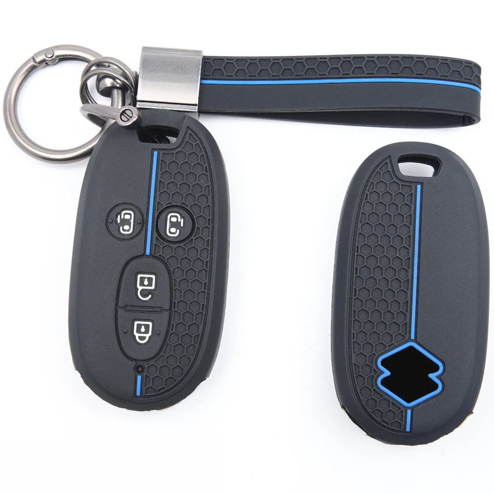 For Suzuki Wagon R Every Hustler Palette Solio Alto Lapin Spacia Silicone Car Key Fob Cover Buckle Loop Holder Button Access
