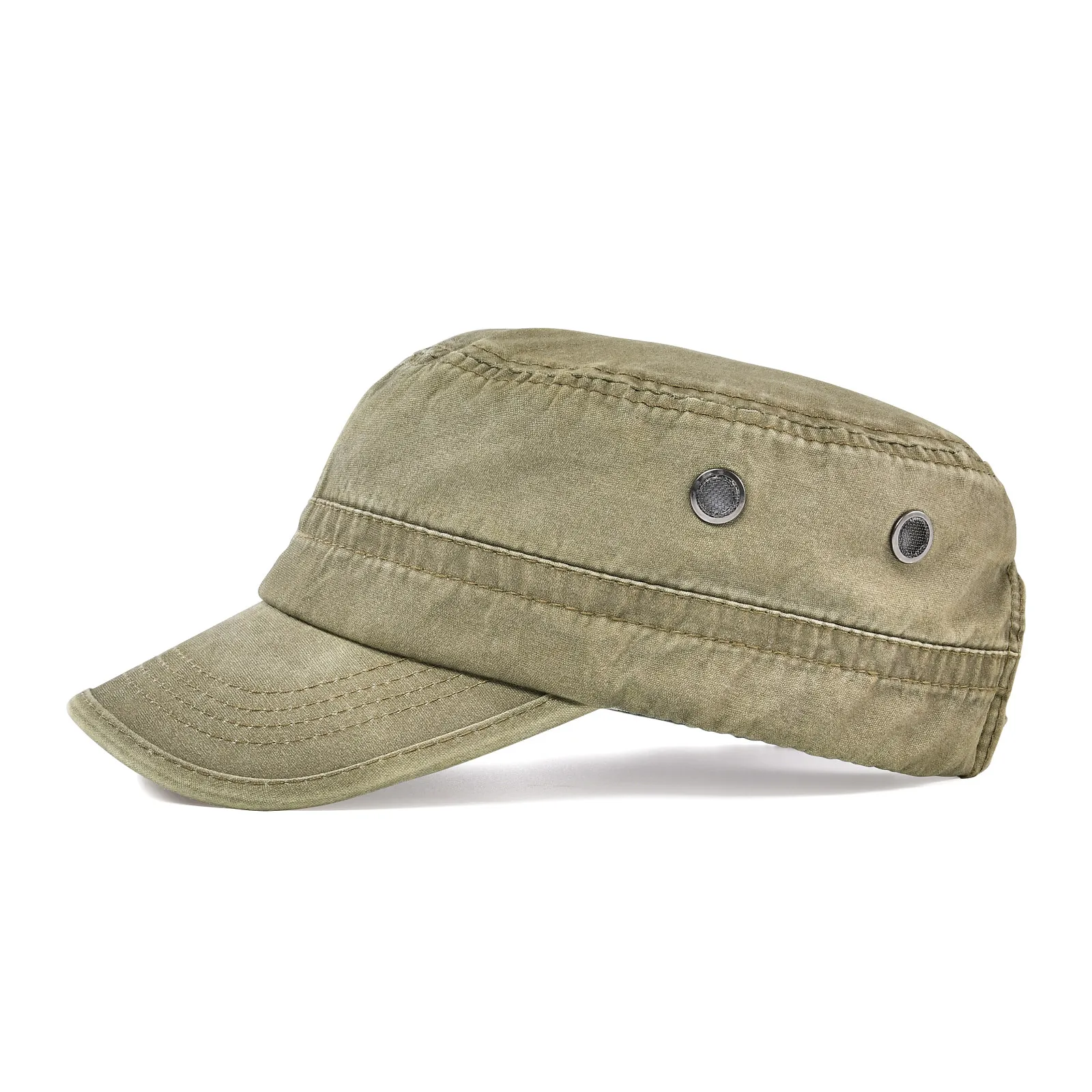 VOBOOM Summer Military Cap Spring Men Women Washed Cotton Fashion Design Flat Baseball Cap Top Army Hat with Air Hole Adjustable