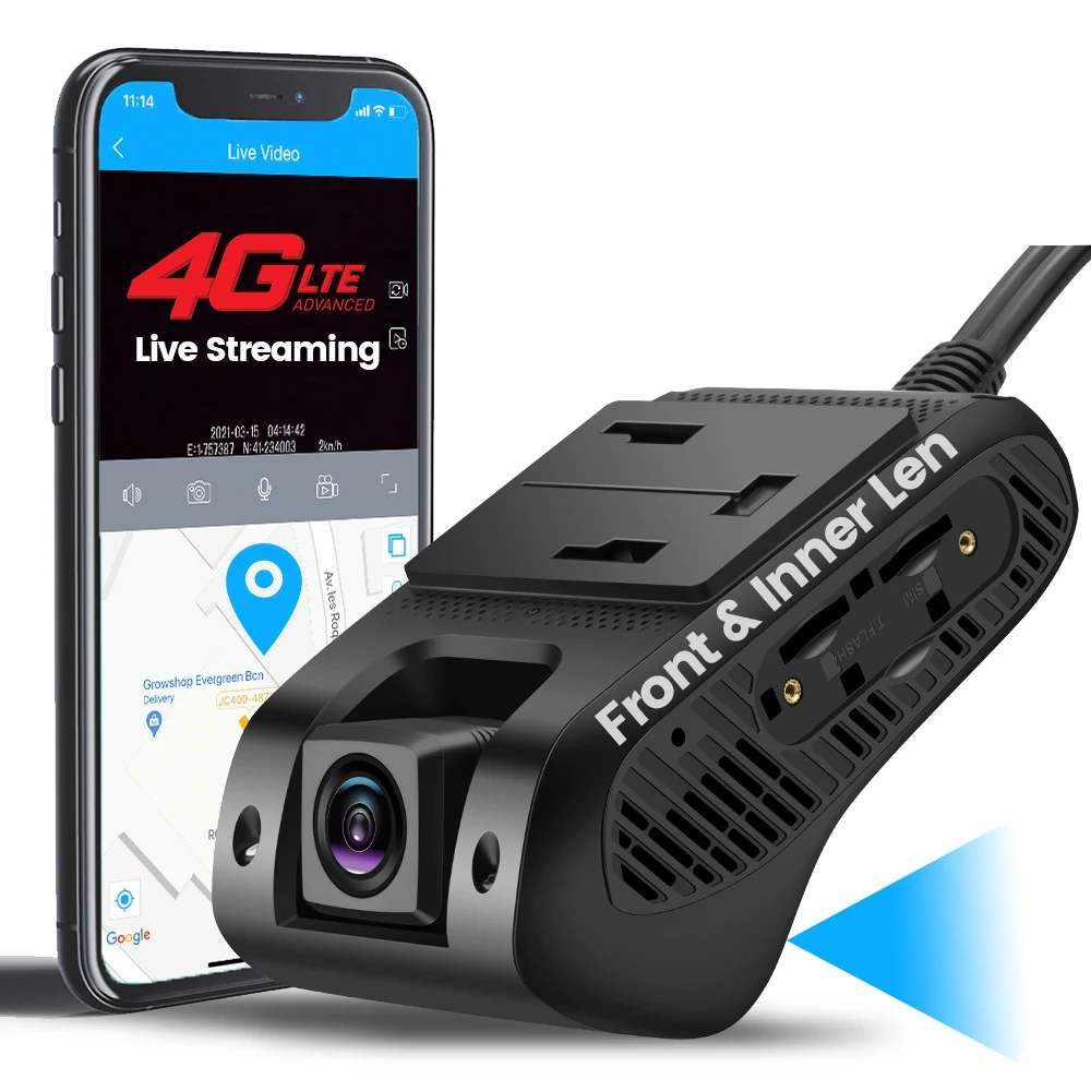 JC400P DVR 4G Dash Cam Wifi Hotspot Built-in Dual Car Camera 1080P Night Vision Remote  Live Video GPS Tracking With App