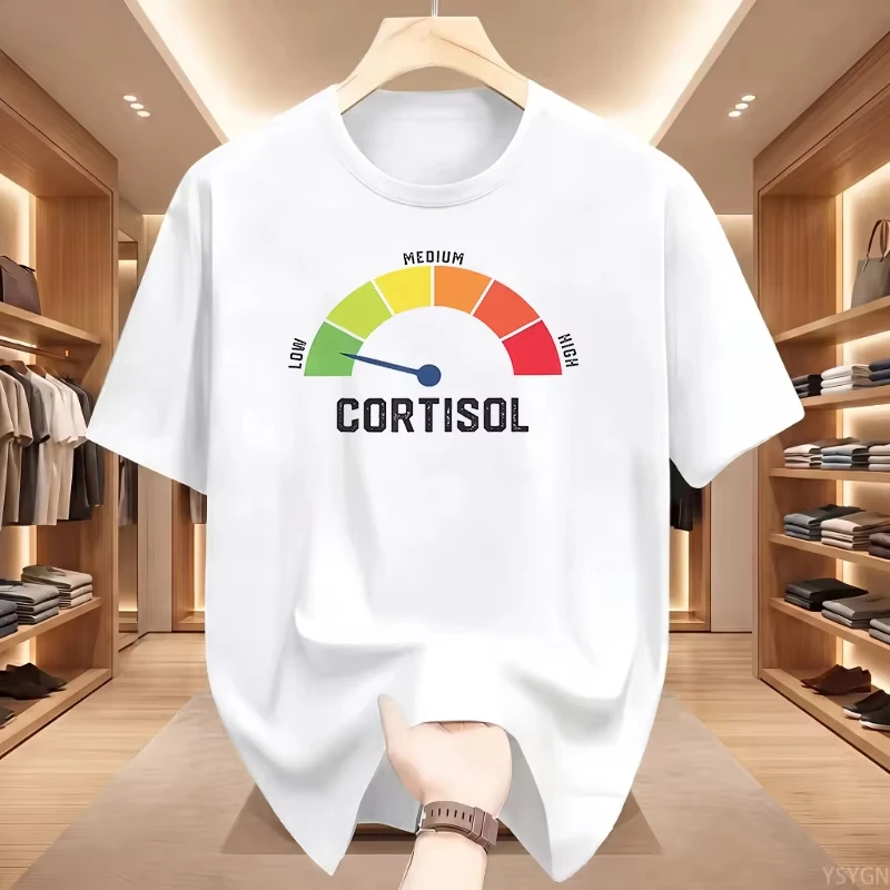 Cool Low Cortisol Levels T-Shirts Men O Neck Pure Cotton T Shirts Short Sleeve Tees Graphic Clothing Tops