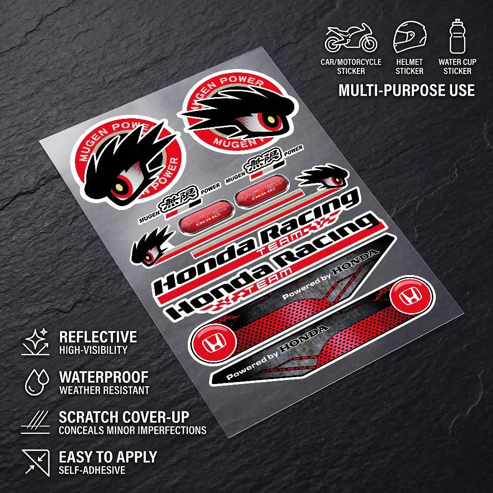 FOR HONDA HRC Universal Multi-Purpose Reflective Waterproof Stickers Scratch Conceal For Auto Bike Helmet Mug Fridge Decoration