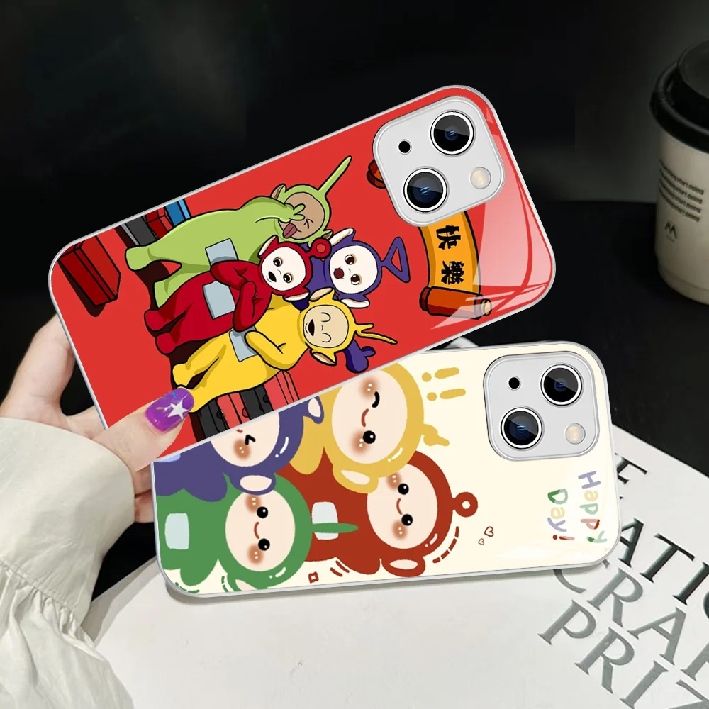 Cute T-Teletubbies Phone Case Tempered Glass For Iphone 14 13 12 11 Pro Mini XS MAX 14Plus X XS XR Fundas