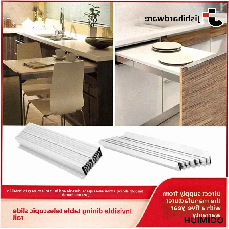 Folding dining table, track, slide rail, cold-rolled steel, multi-functional hidden cabinet, bar table, pull flat push telesco
