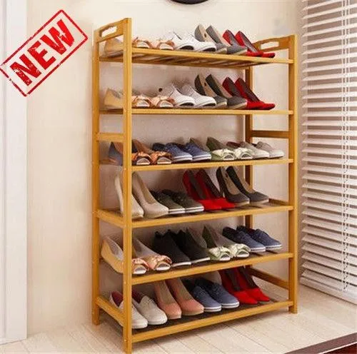 

6 Tier Shoe Rack Entryway Shoe Shelf Holder Storage Organizer Wood Color