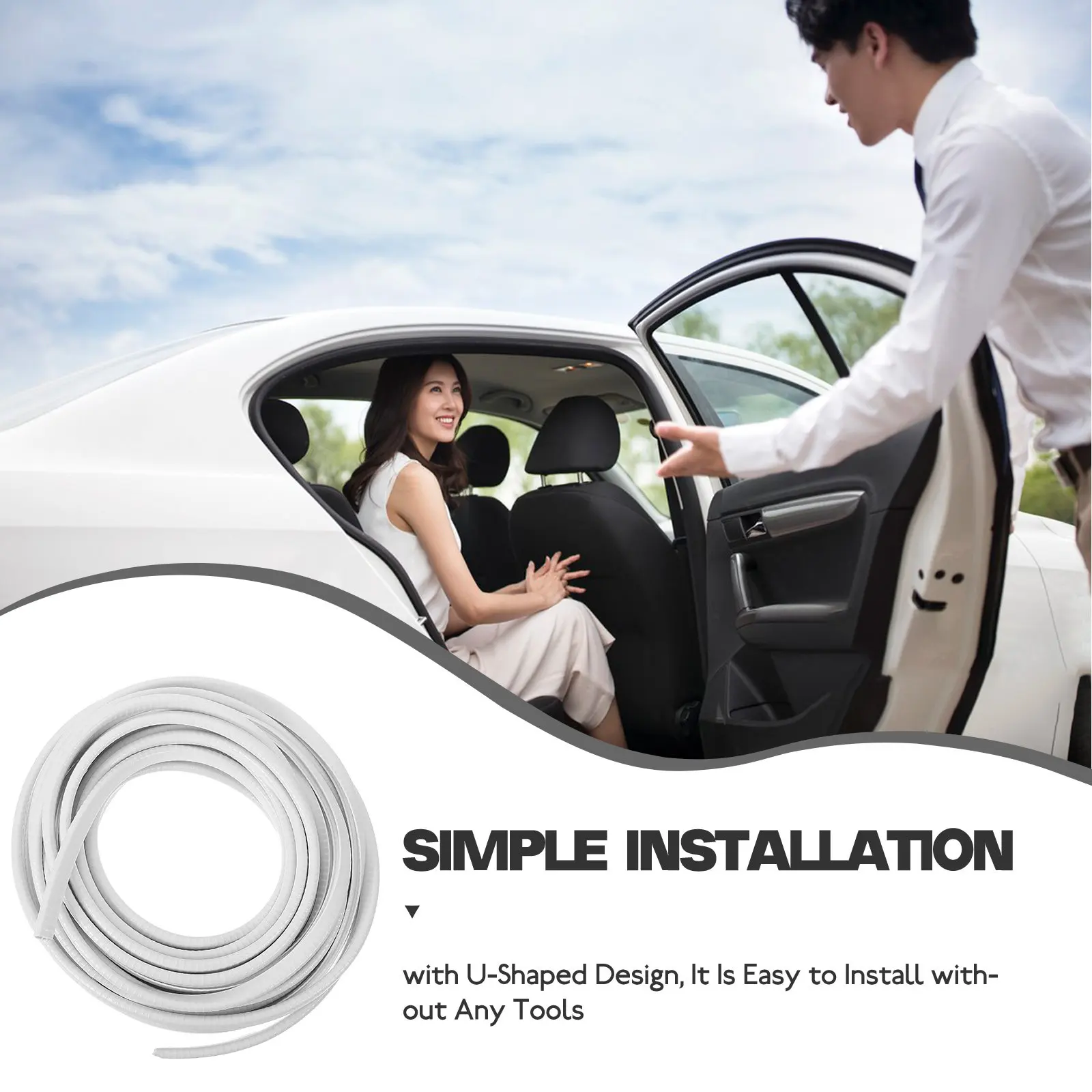 Automotive Door Edge Guard Strip U Shape Car Door Trim Protector Rubber Steel Durability Easy Installation for Most Vehicles