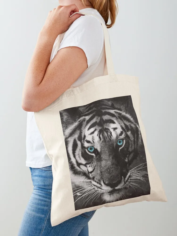 

Blue Eyes Tiger Tote Bag custom canvas bag shopping bag logo tote women Reusable bags