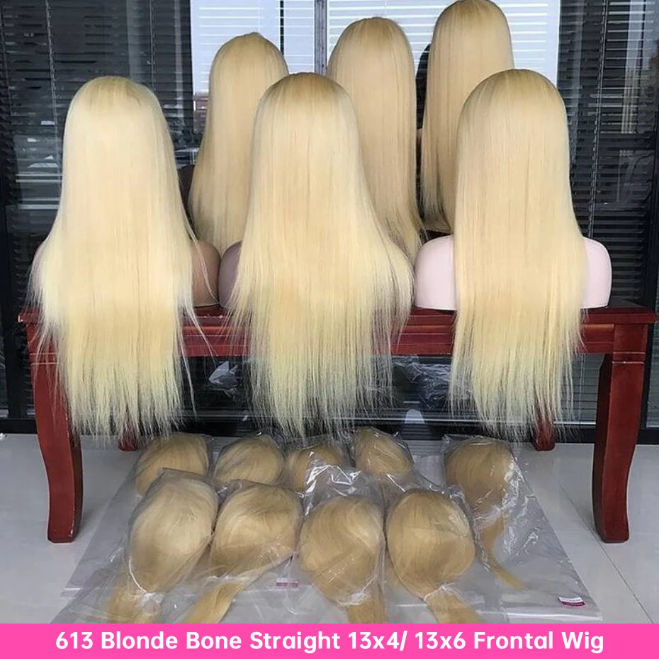 13x4 13x6 360 613 Lace Frontal Wig Bone Straight Transparent Lace Front Wig Brazilian Blonde Colored Human Hair Wigs For Women image 2