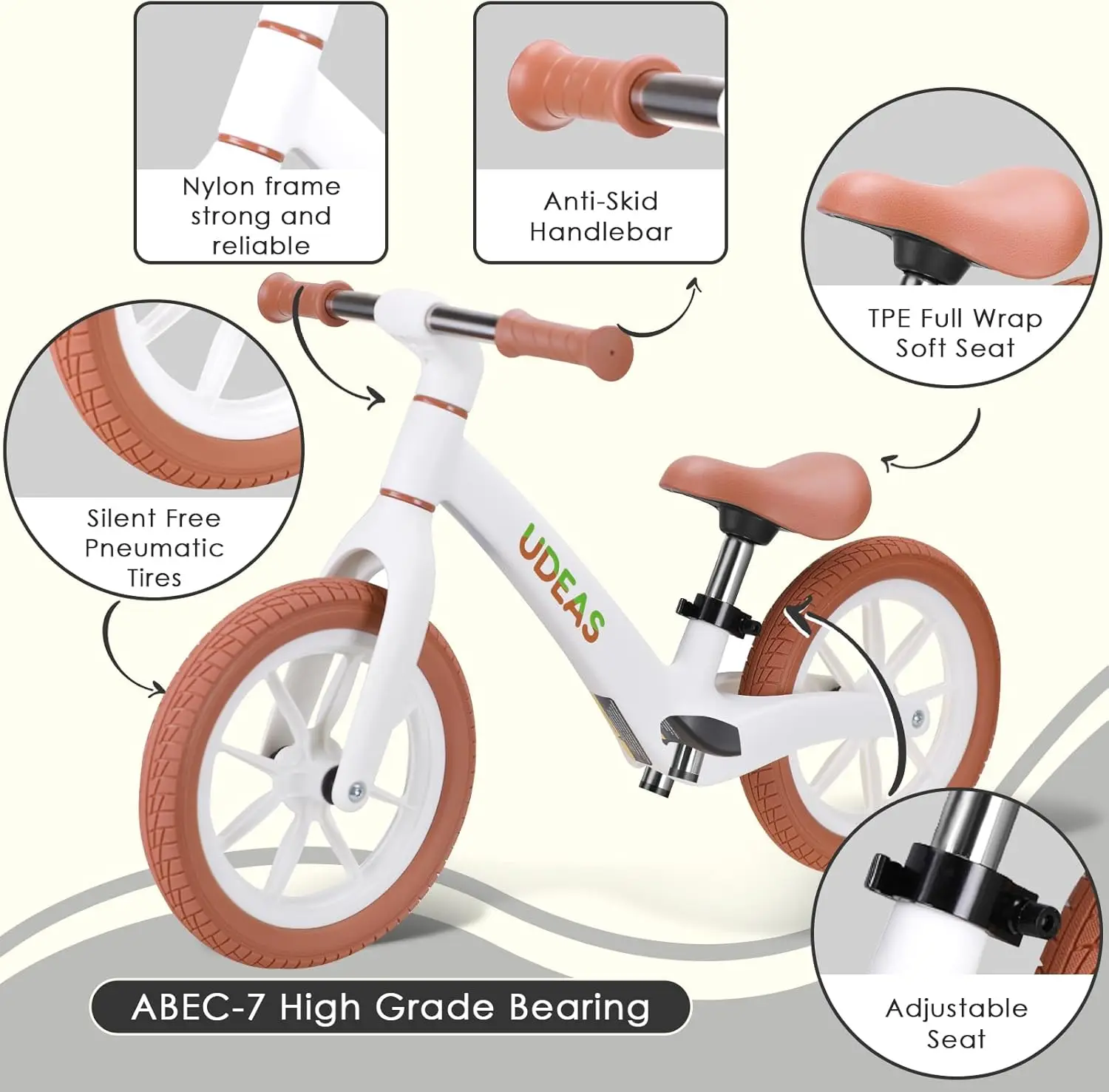 Toddler Balance Bike 2 Year Old, No Pedal Kids Balance Bike with Adjustable Seat, Ultra Light Nylon Bike Frame for Boys and Girl