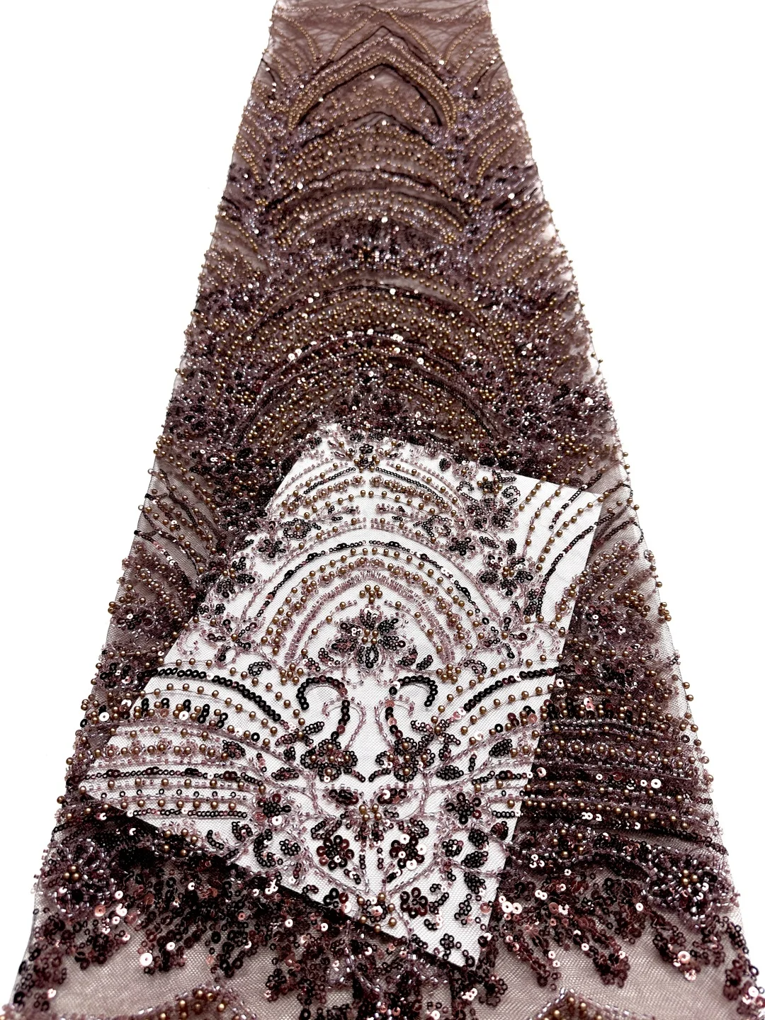 

Coffee African Lace Fabric French Net Sequins Fabric 2026 High Quality Sewing Embroidered Beads Tulle Nigerian Lace Fabric