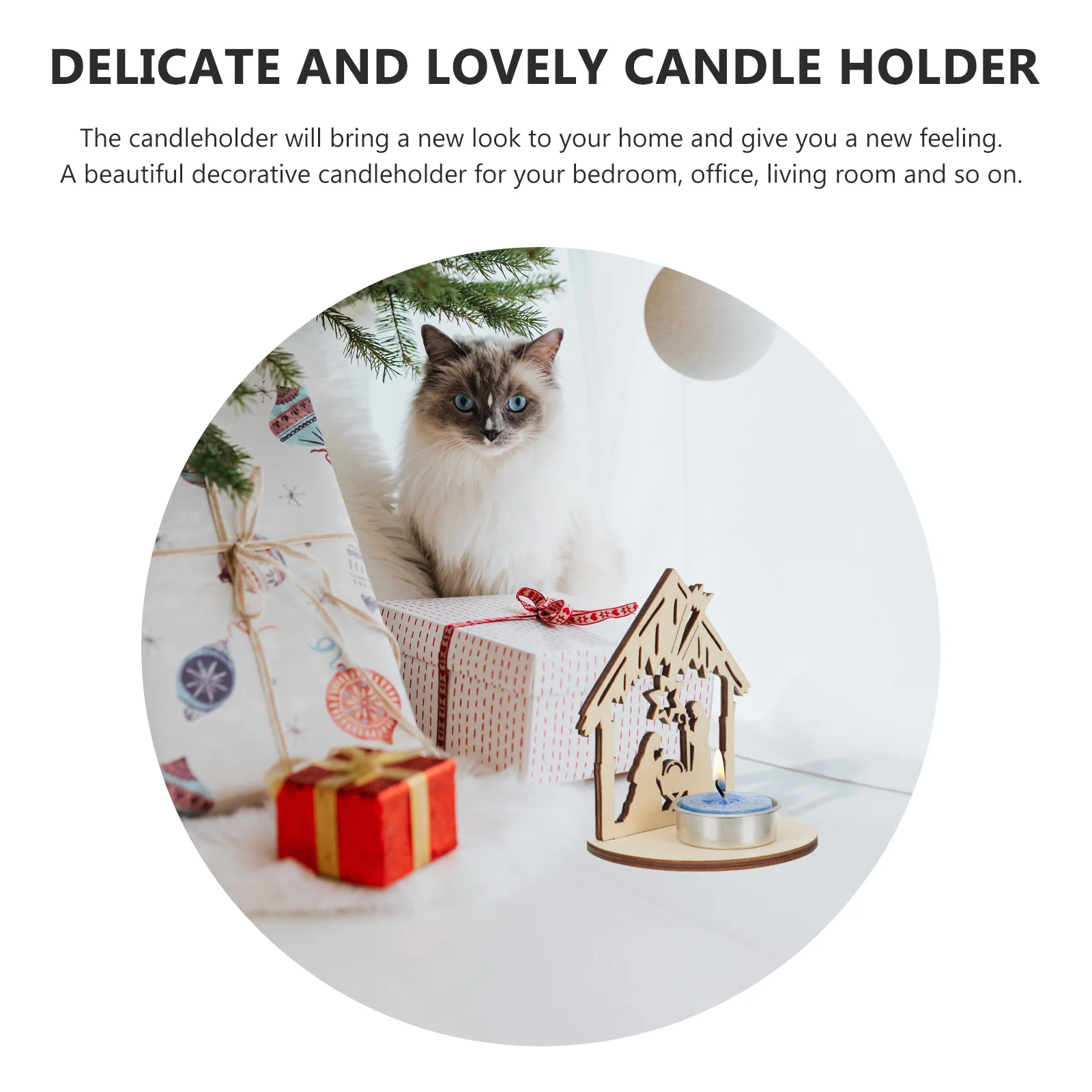 

6Pcs Wooden Shelf Rustic Stand for Tabletop Decoration Dining Room Decor Candleholder Decor Religious Festival Use