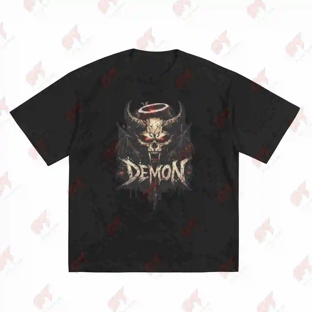 Demon Skull Gothic Devil Dark Heavy Metal Short Sleeve Tee 100% Cotton T-Shirt