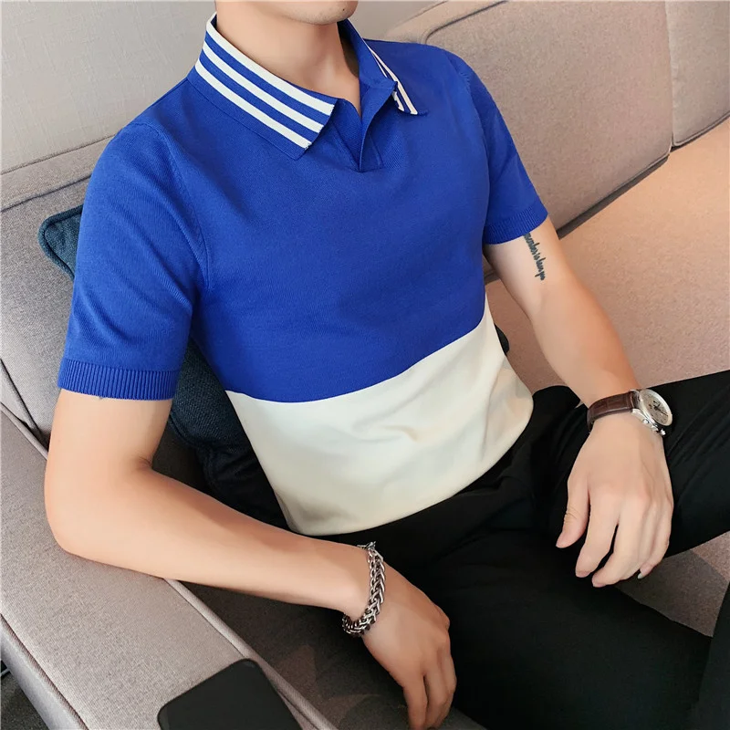 

2023 Brand Clothing Men Summer Leisure Short Sleeve Polo Shirts/Male Slim Fit Match Colors Knitting Shirts Plus Size S-3XL