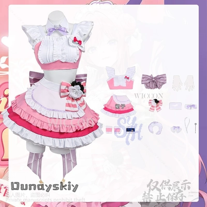 Anime Game NIKKE：The Goddess Of Victory Cosplay Dorothy Doro Coffee Maid Costume Kawaii Pink Ruffles Bow Cake Dress Halloween