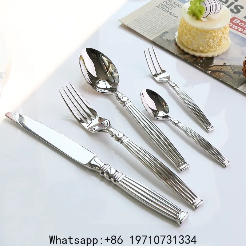 Light Luxury French Knife, Fork and Spoon Roman Column Western Tableware Set