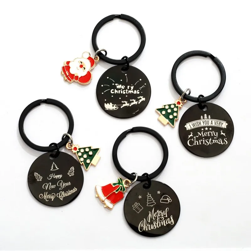 

Christmas Keychain Snowman Pendant Bow Hat Keychain Stainless Steel Keyring Cute Jewelry Key Car Accessories Christmas Gift