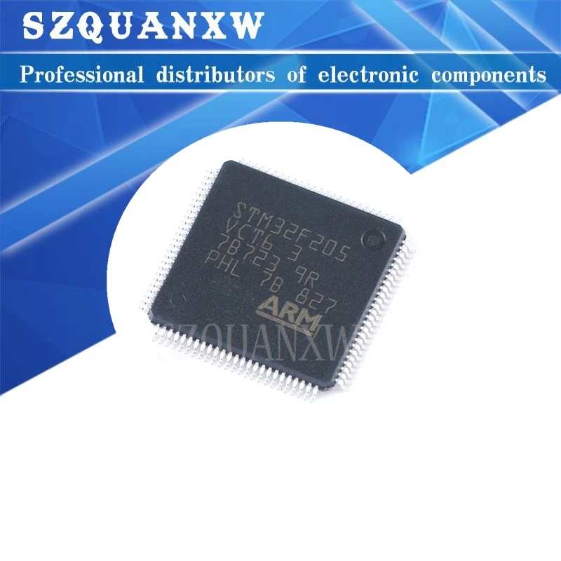 5PCS STM32F205 STM32F205VCT6 LQFP-100 Cortex-M3 32-bit Microcontroller MCU 256KB Flash RAM 100KB 120MHz 32F205VCT6 LQFP100 IC