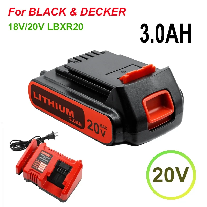 Für schwarze decker batterie 3000mah lbxr20 lithium batterie fordecker 20v lbxr20 lb20 lbx20 lbxr2020 bl2018 LB2X4020-OPE elektro werkzeuge