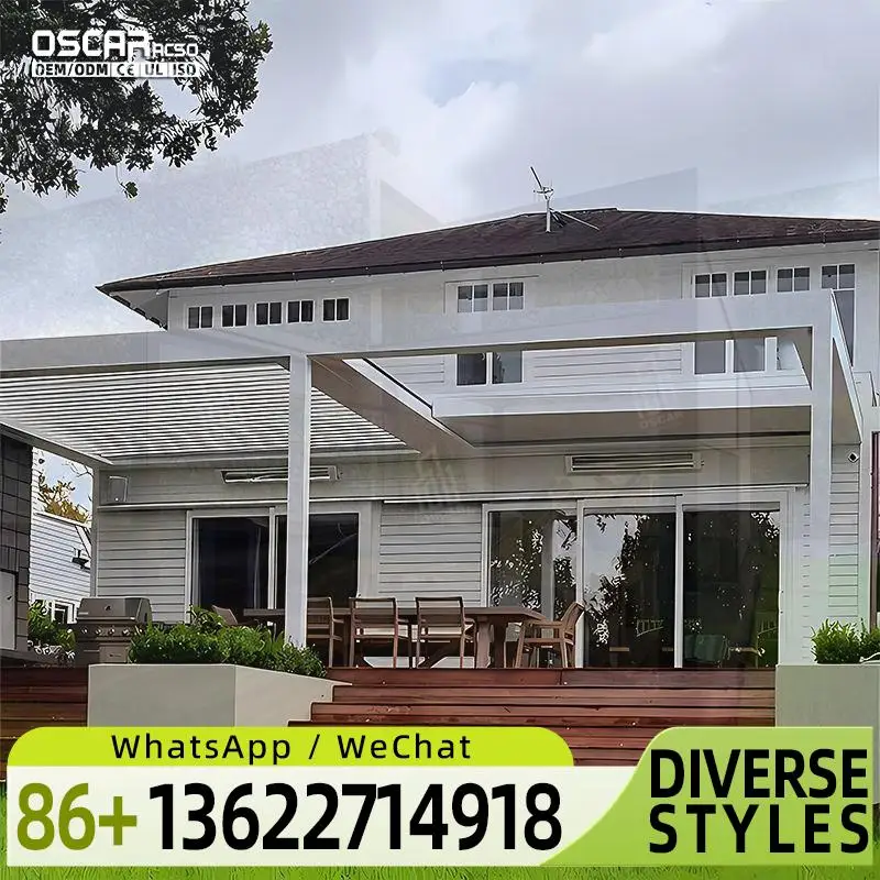 Motorized Foldable Aluminum Alloy Full Cassette Retractable Awning for Balcony Patio Garden pergola