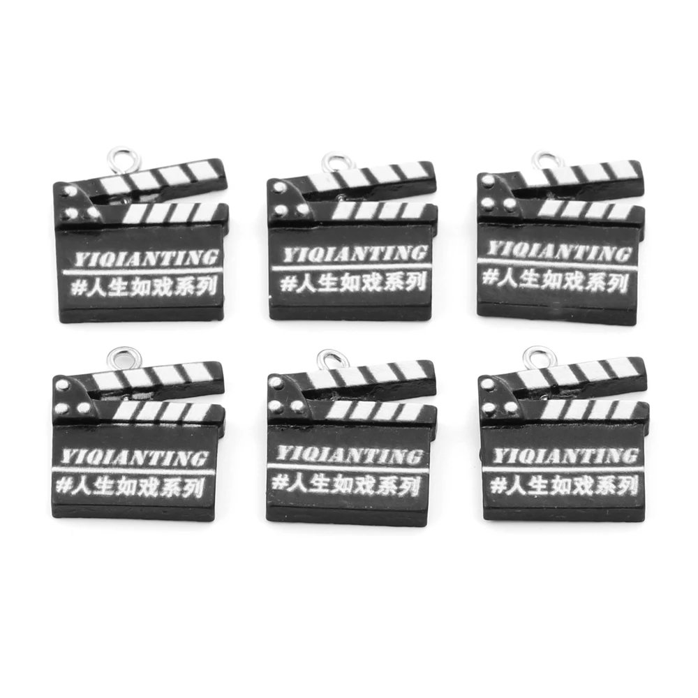 10pcs Mini Film Clapperboard Pendants Movie Shooting Clap-stick Resin Charms for DIY Jewlery Making Supplies Keychain Supplies