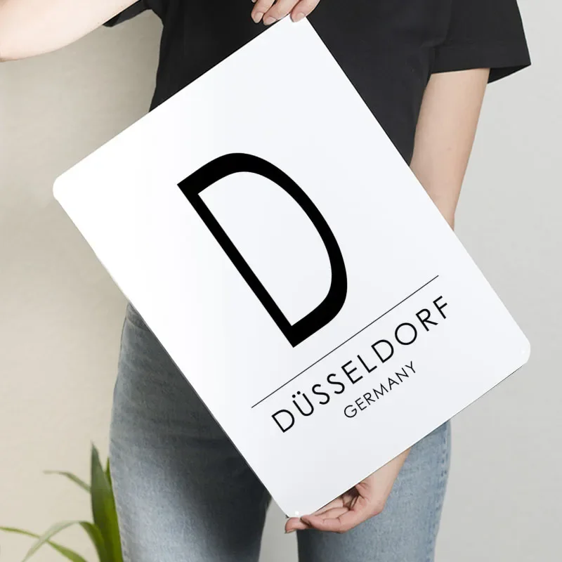 ديزيلدورف ألمانيا طباعة علامة سيتي سكيب ملصق ديكورات غرفة المعيشة علامات القصدير المعدنية المخصصة للجدار الفن الديكور المنزل الرجعية