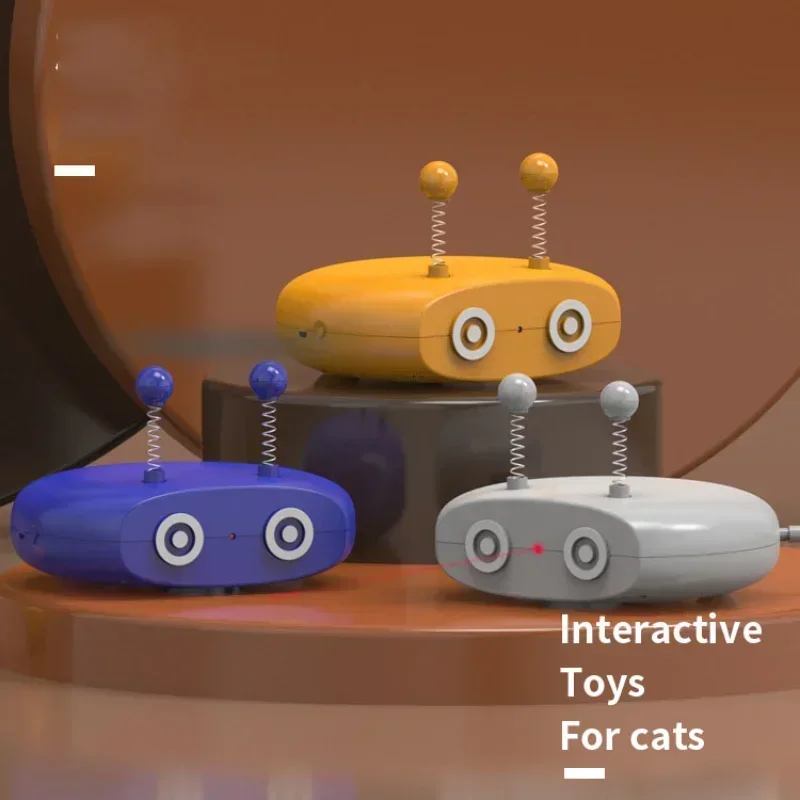 Electric Robot Cat Interactive Cat Toy Turntable Automatic Feather Teasing Stick Laser USB Charging Funny Cat Toys Pet Supplies