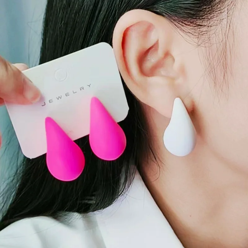 Chic Exaggerate Big Multicolour Waterdrop Earrings for Women Girl Teardrop Statement Fat Chunky Rainbow Neon Enamel Earrings
