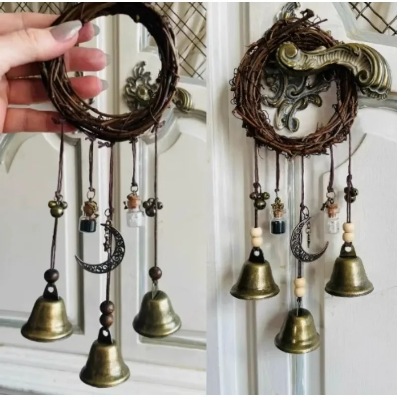 Bell protective door handle pendant, rattan wind chimes, family room decoration