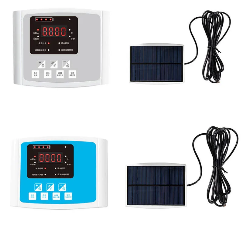 Automatic Dual Pump Watering Potted Plant Intelligent Drip Irrigation Water Pump Solar Powered Self Watering System Timer