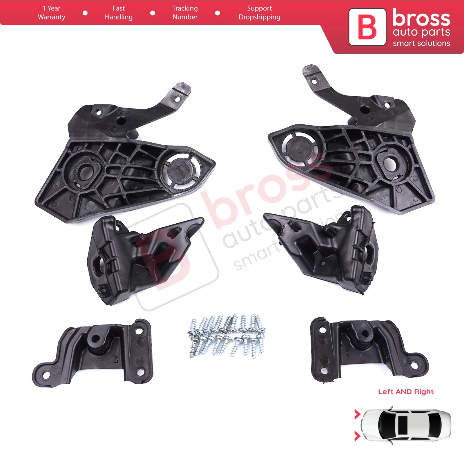 BHL581 Headlight Holder Mount Repair Bracket Tab Set Left Right Side for Peugeot 208 e-208 MK2 P21 2008 e-2008 MK2 P24 2019-On