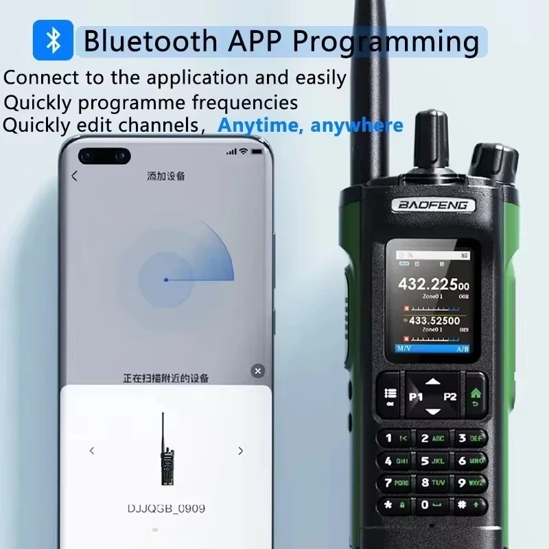 Original Baofeng UV 32 UV32 10W Multi Band GPS FM AM Ham Radio Bluetooth APP Programming Software Type-C Amateur Walkie Talkie