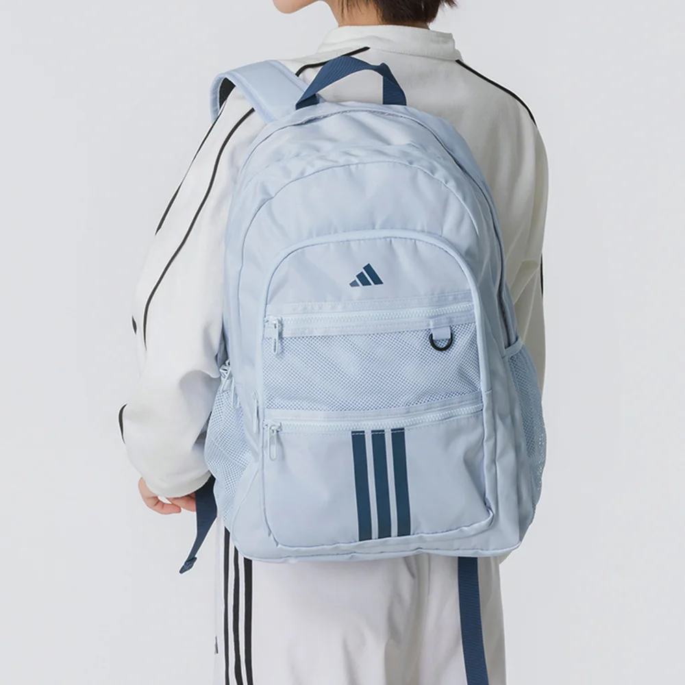 ADIDAS Sportswear Pocket Unisex Backpack, Light Sports Logo Embellished Fabric Backpack, Regular Fit, Couple Style, Blue KZ0000