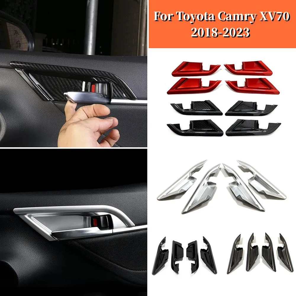 

For Toyota Camry XV70 2018-2022 2023 ABS Chrome Car Styling Inner Door Handle Bowl Covers Trims Stickers Decoration Accessories