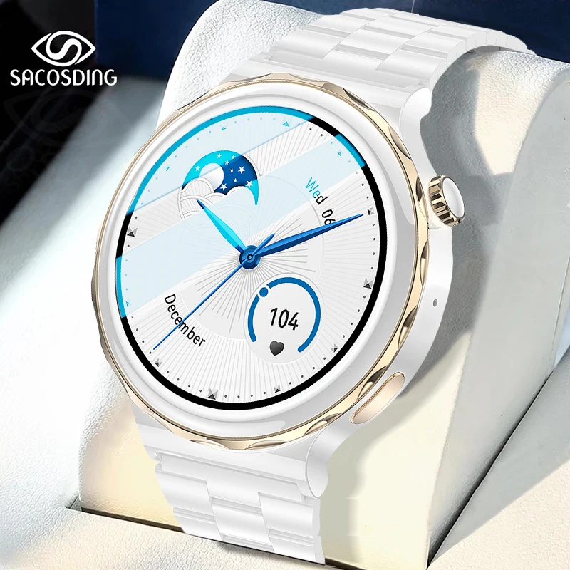 Połączenie Bluetooth inteligentny zegarek kobiety 1.32 cal 390*390 ekran HD panie Smartwatch monitorujący tętno Monitor ciśnienia krwi zegarki