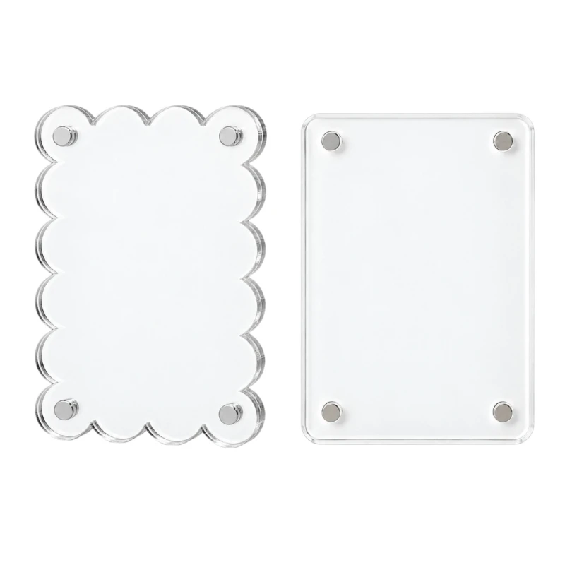 E06B Acrylic Fridge Frame Double Sided Photo Frame Refrigerator Magnets Picture Frame with Four Corner Magnets,