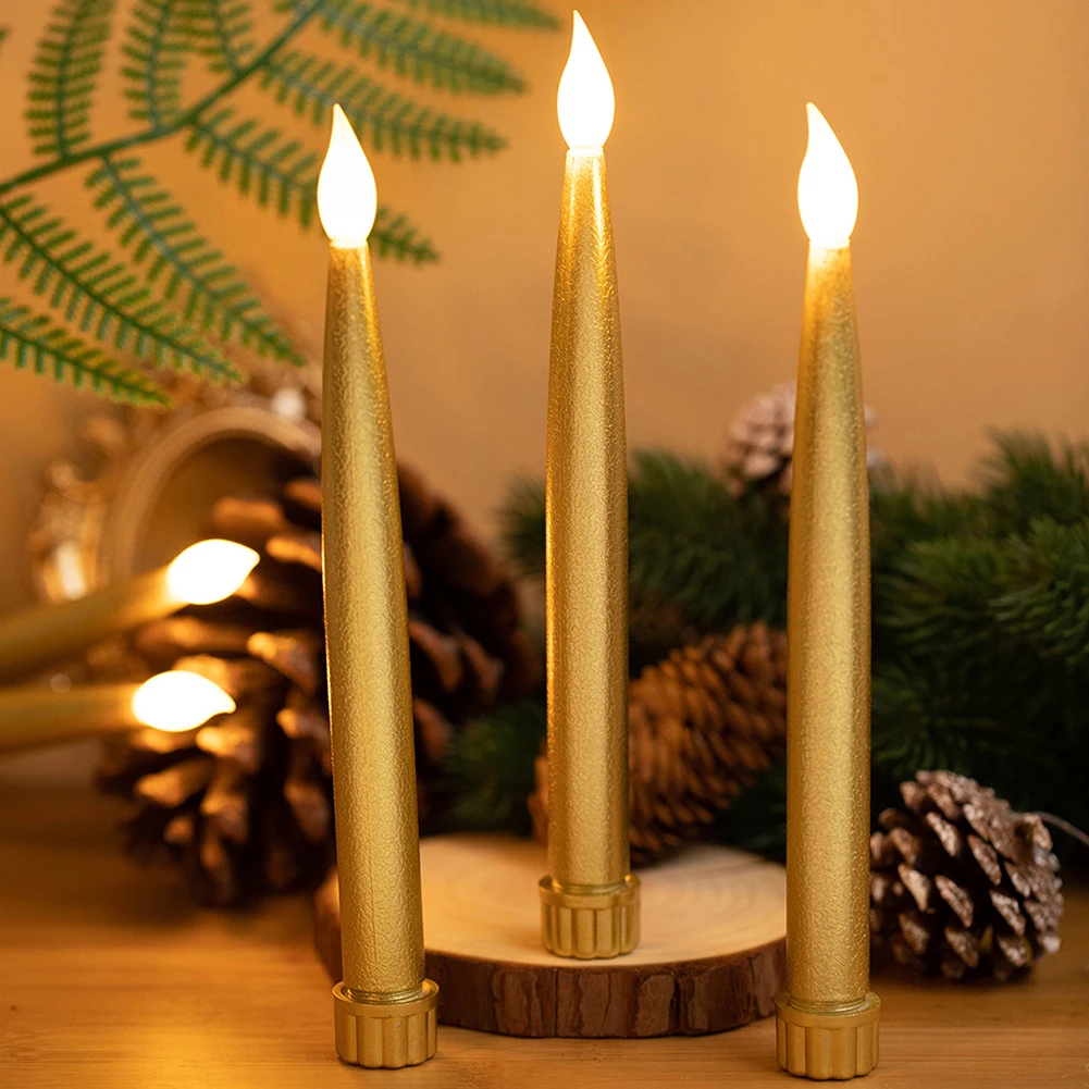 2pcs LED Electronic Candle Table Decoration Flameless Pointed Candle Light Battery Operated Flickering Candle Christmas Supplies